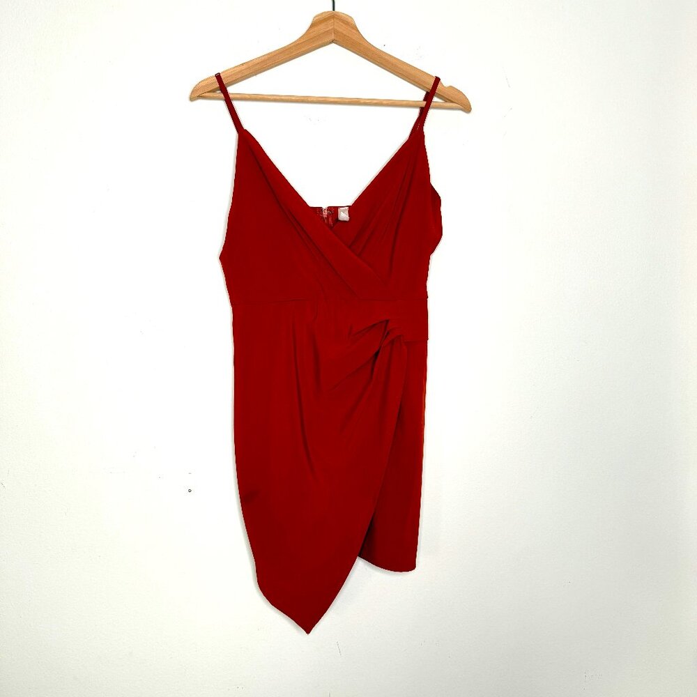 Blue Blush | Asymmetrical Burnt Orange Spaghetti Strap Cocktail Dress - S